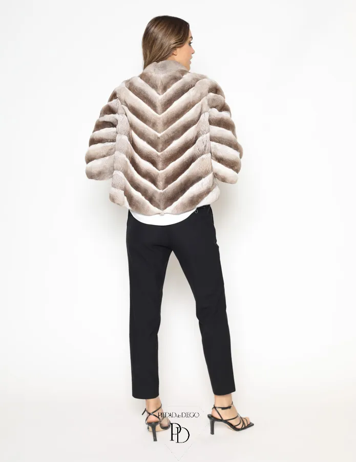 Natural Beige Chinchilla Jacket - Flaca-Chin