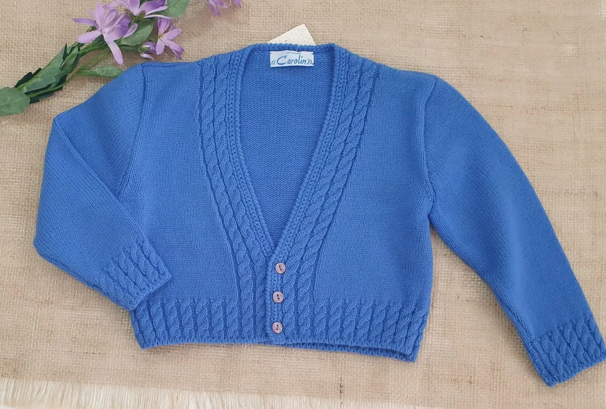 Blue knit cable knit cardigan 110557