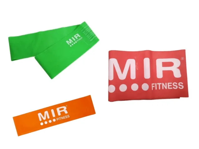 Combo exercise resistance band: 2 circular (light/medium) + 1 open (medium)