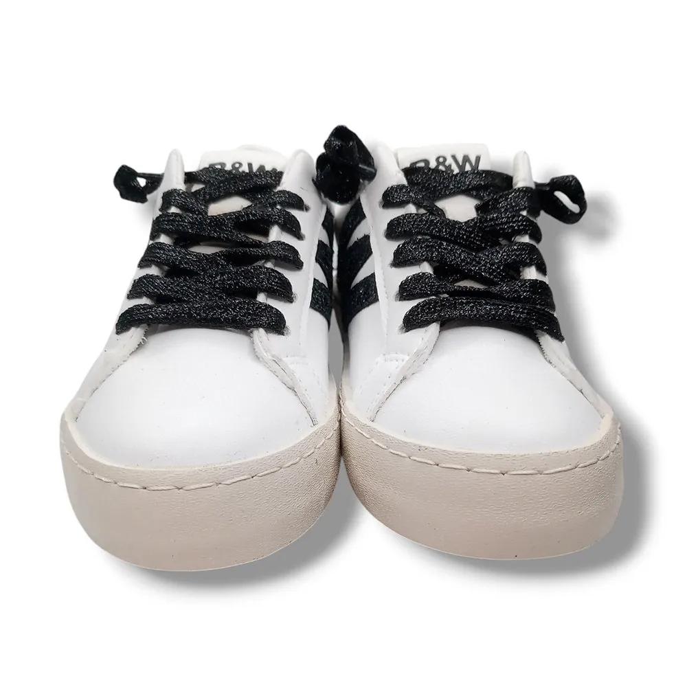 Conguitos Zapatilla Sneakers Niña BJSH368001-WHIT GLITTER BLANCO/NEGRO CORDONETS