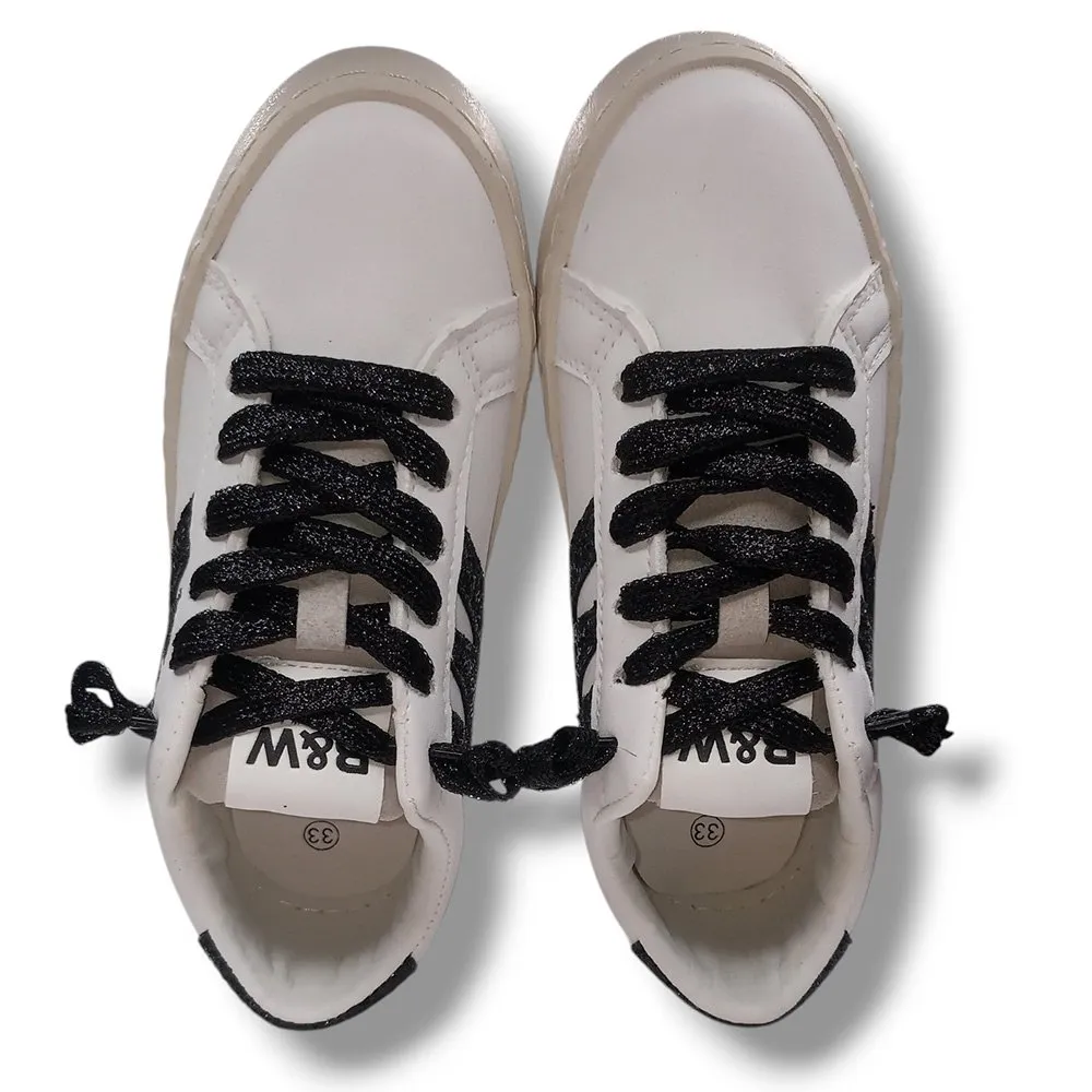 Conguitos Zapatilla Sneakers Niña BJSH368001-WHIT GLITTER BLANCO/NEGRO CORDONETS