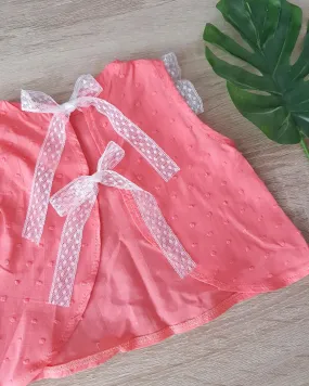 Coral blouse with bows