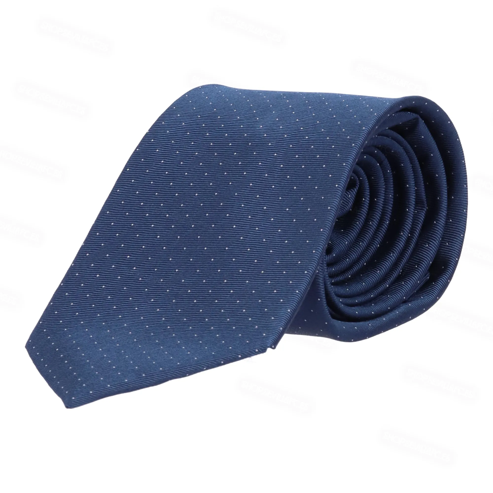 Corbata azul con lunares blancos