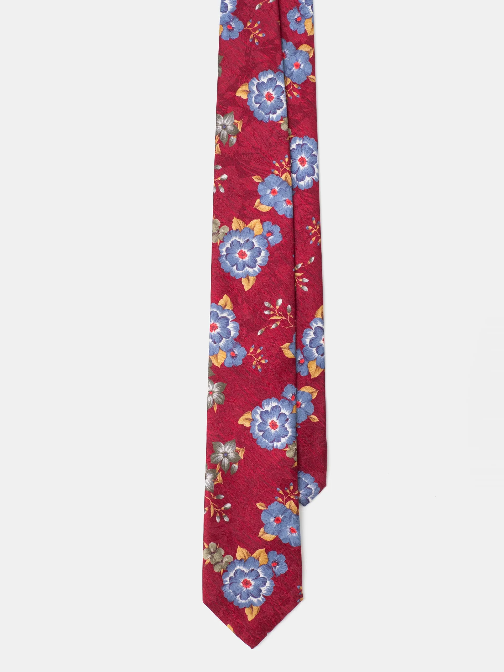 CORBATA SEDA ESTAMPADA FLORES ROJO