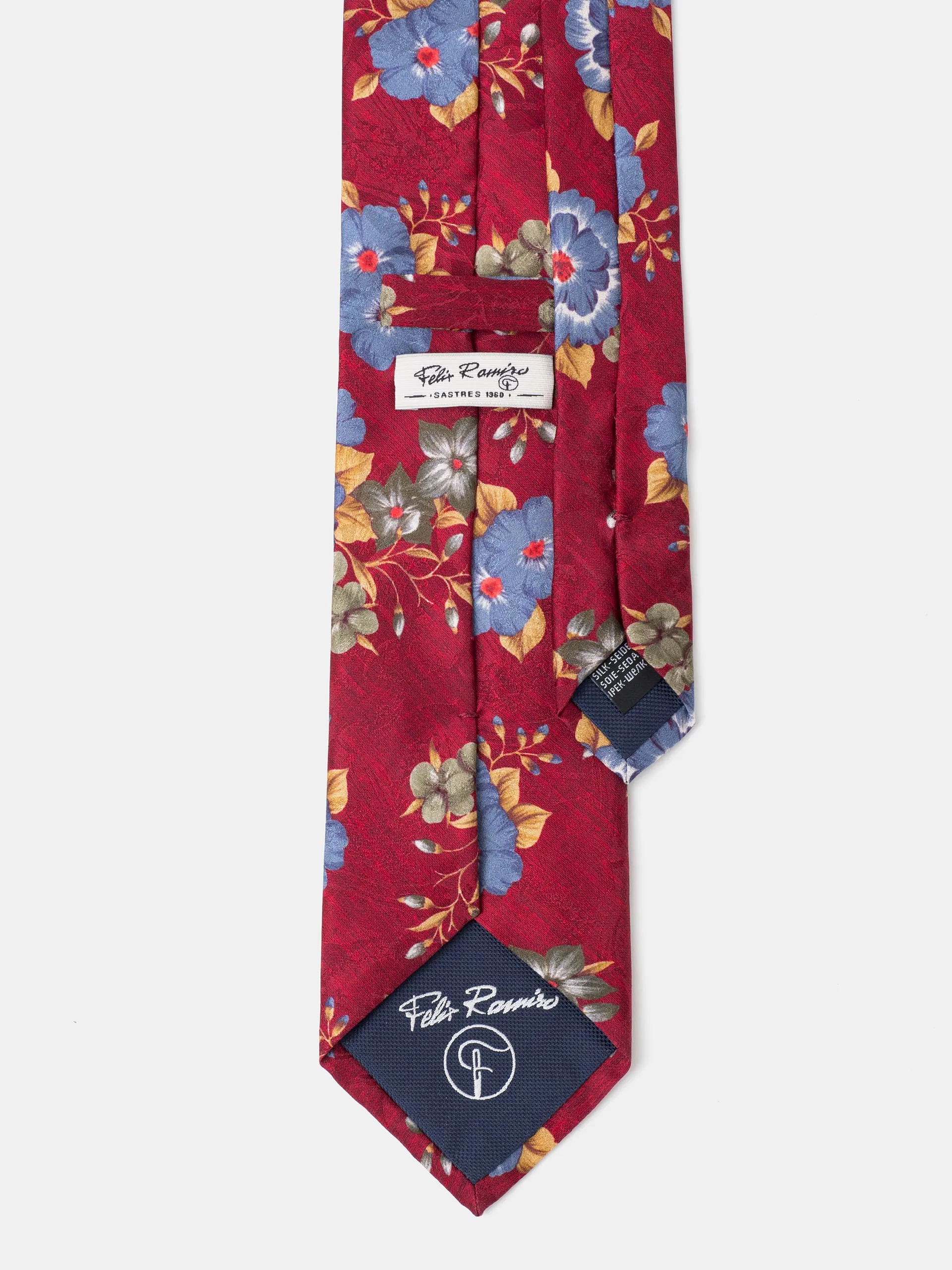 CORBATA SEDA ESTAMPADA FLORES ROJO