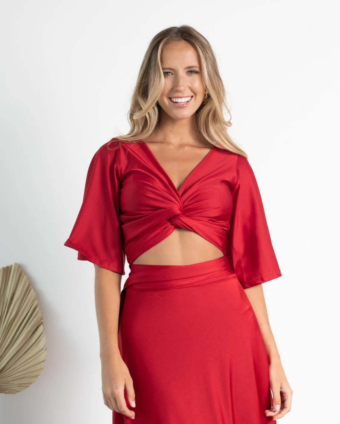 Crop top Jesu Lycra Dupont Rojo