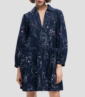 Desigual Vestido mini con manga larga Lousville estampado Mujer