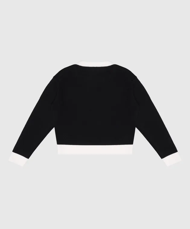 Dolce&Gabbana Children's Black Wool Sweater with Logo Embroidery