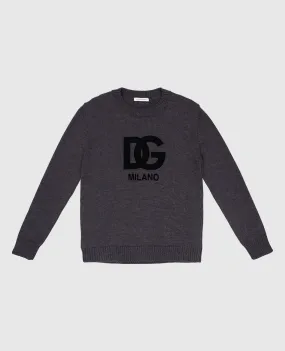 Children's gray wool sweater DG logo