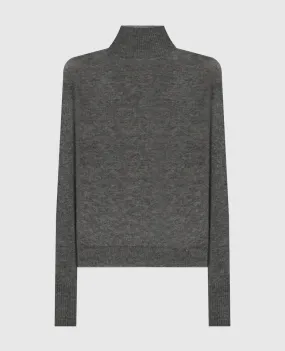 Dolcevita gray wool cashmere sweater metallic logo patch