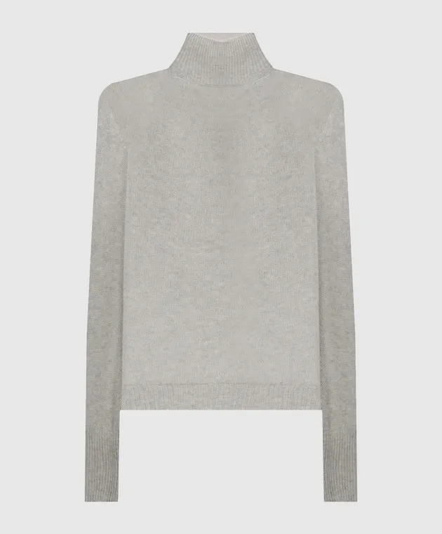 Gray wool and cashmere sweater with metallic logo by Dondup Dolcevita