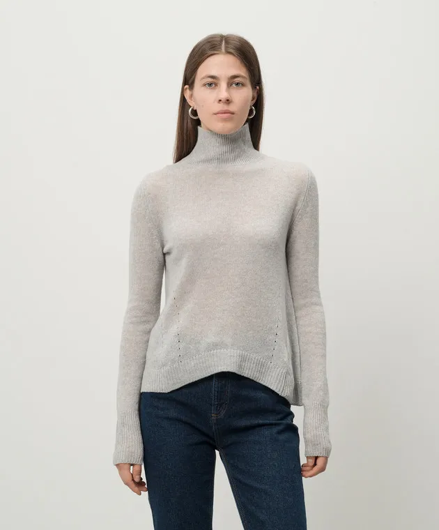 Gray wool and cashmere sweater with metallic logo by Dondup Dolcevita