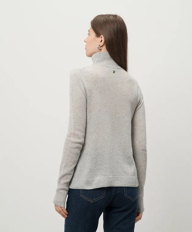 Gray wool and cashmere sweater with metallic logo by Dondup Dolcevita