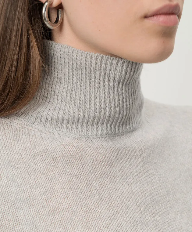 Gray wool and cashmere sweater with metallic logo by Dondup Dolcevita