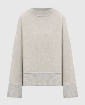 Gray melange cashmere and wool sweater with metallic logo by Dondup