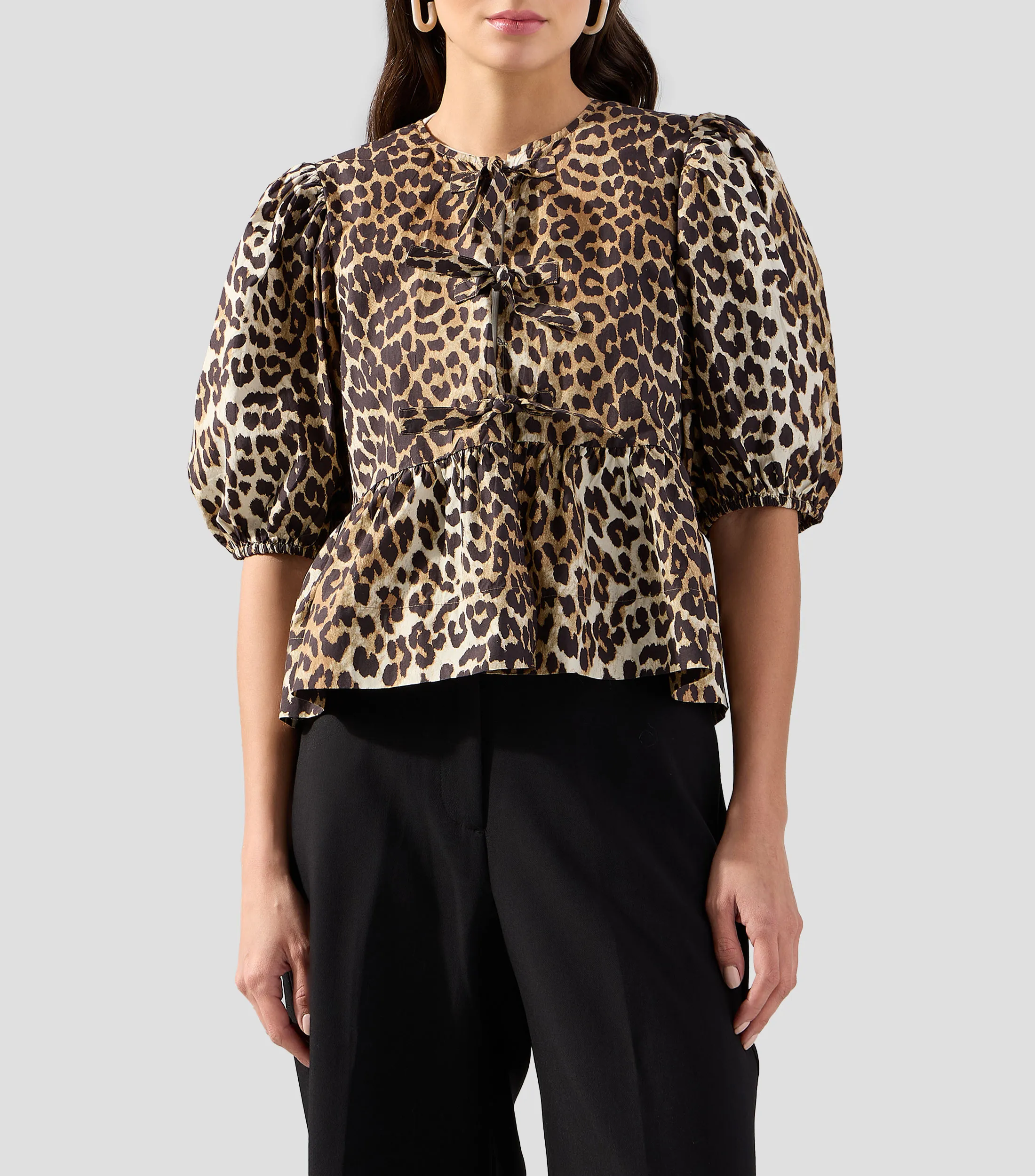 Ganni Blusa animalprint manga corta Mujer