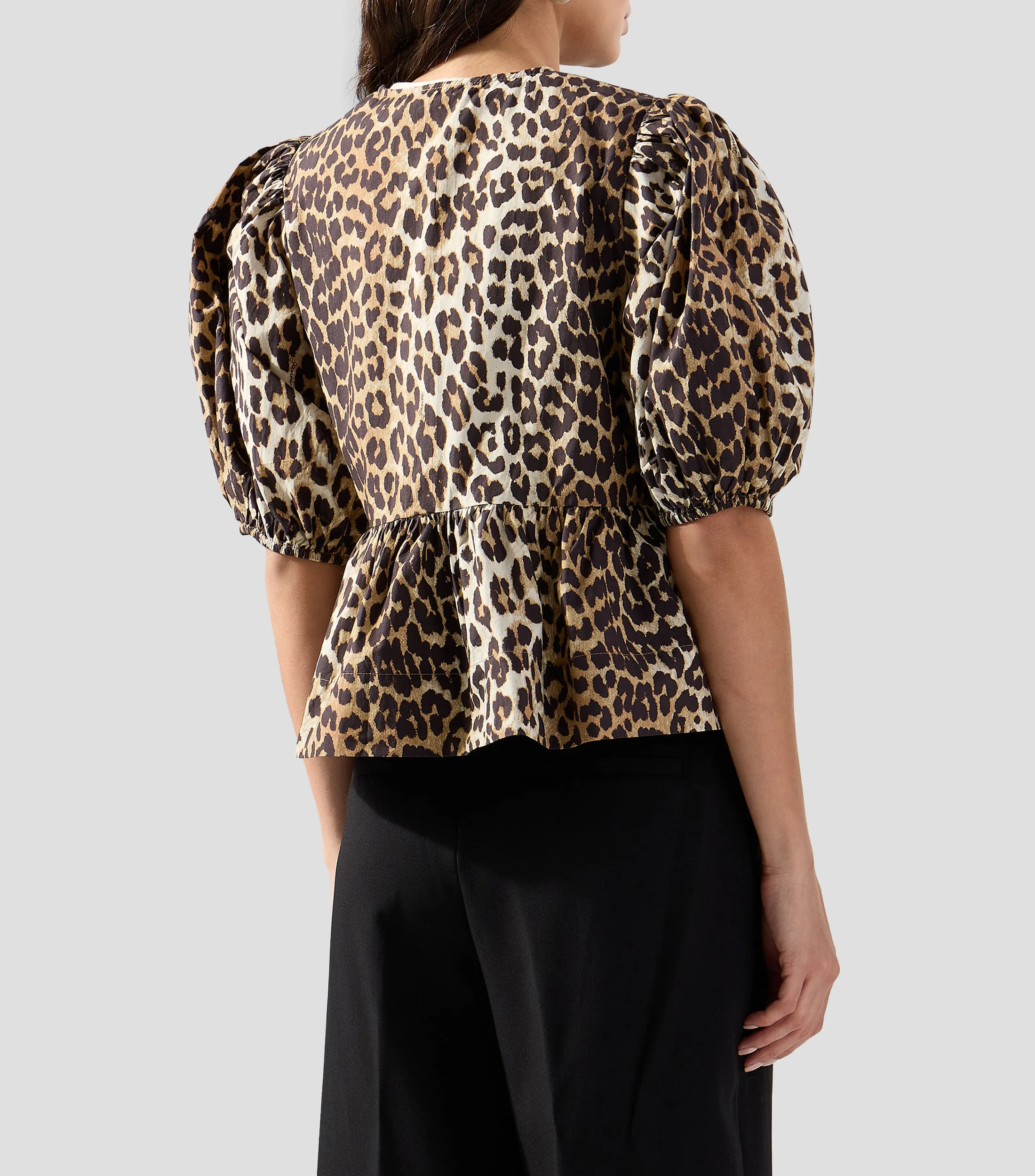 Ganni Blusa animalprint manga corta Mujer