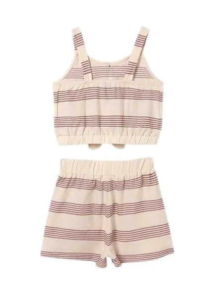 Girls' Terracotta Striped Short Knit Set by Mayoral