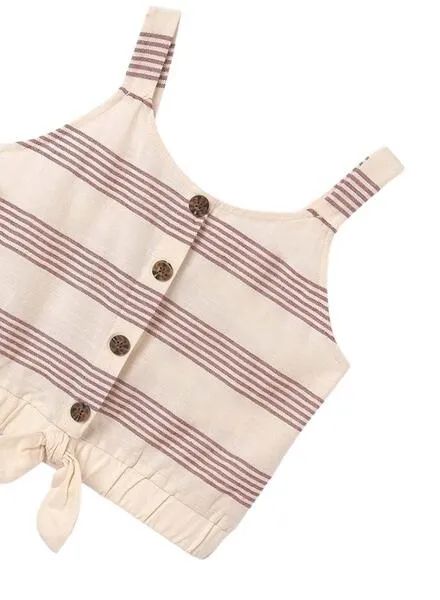 Girls' Terracotta Striped Short Knit Set by Mayoral