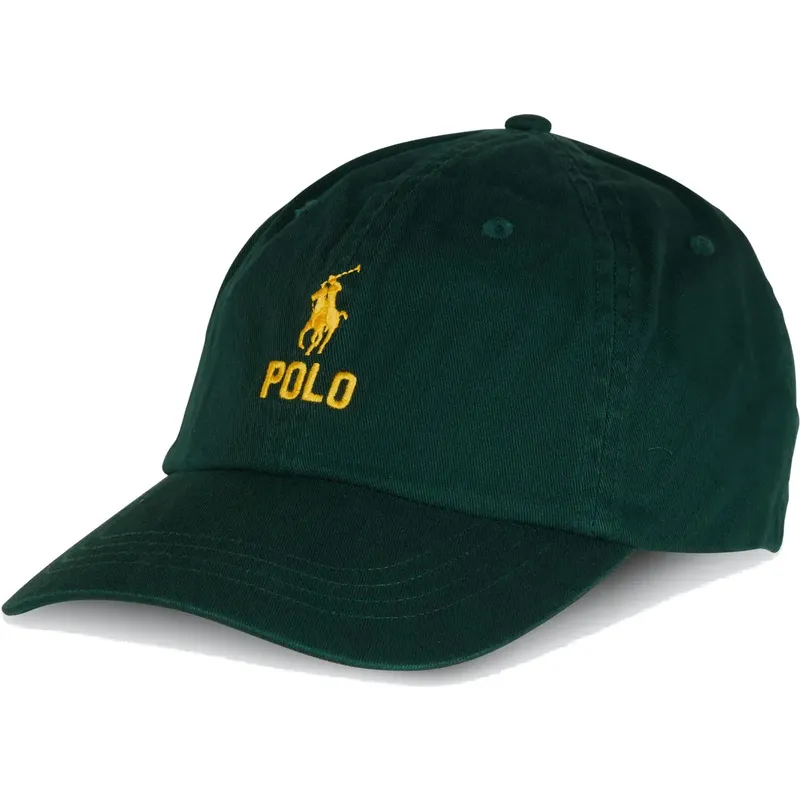 Gorra curva verde ajustable con logo amarillo Classic Sport de Polo Ralph Lauren