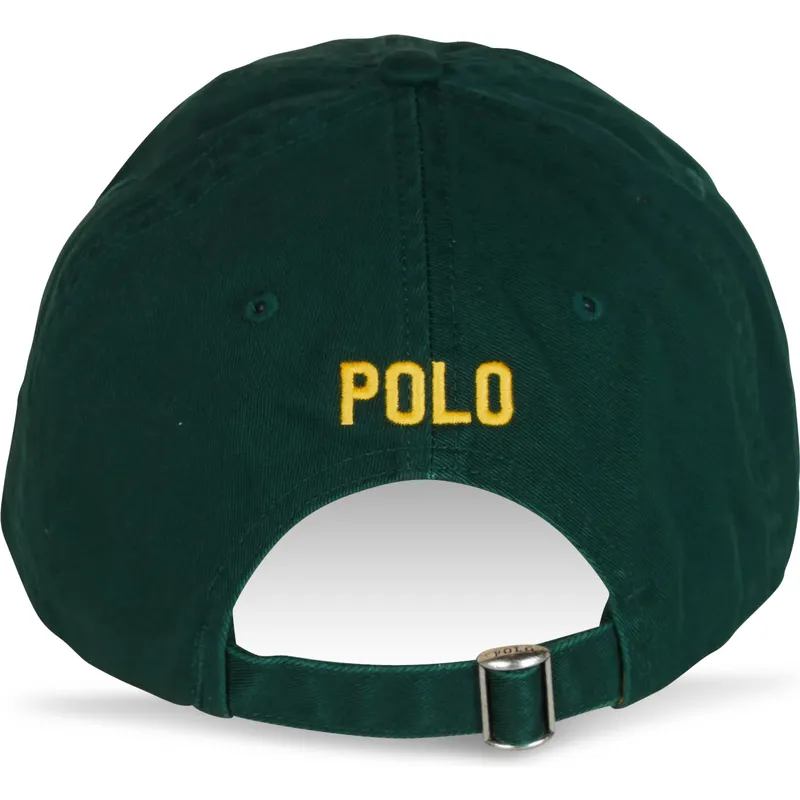 Gorra curva verde ajustable con logo amarillo Classic Sport de Polo Ralph Lauren