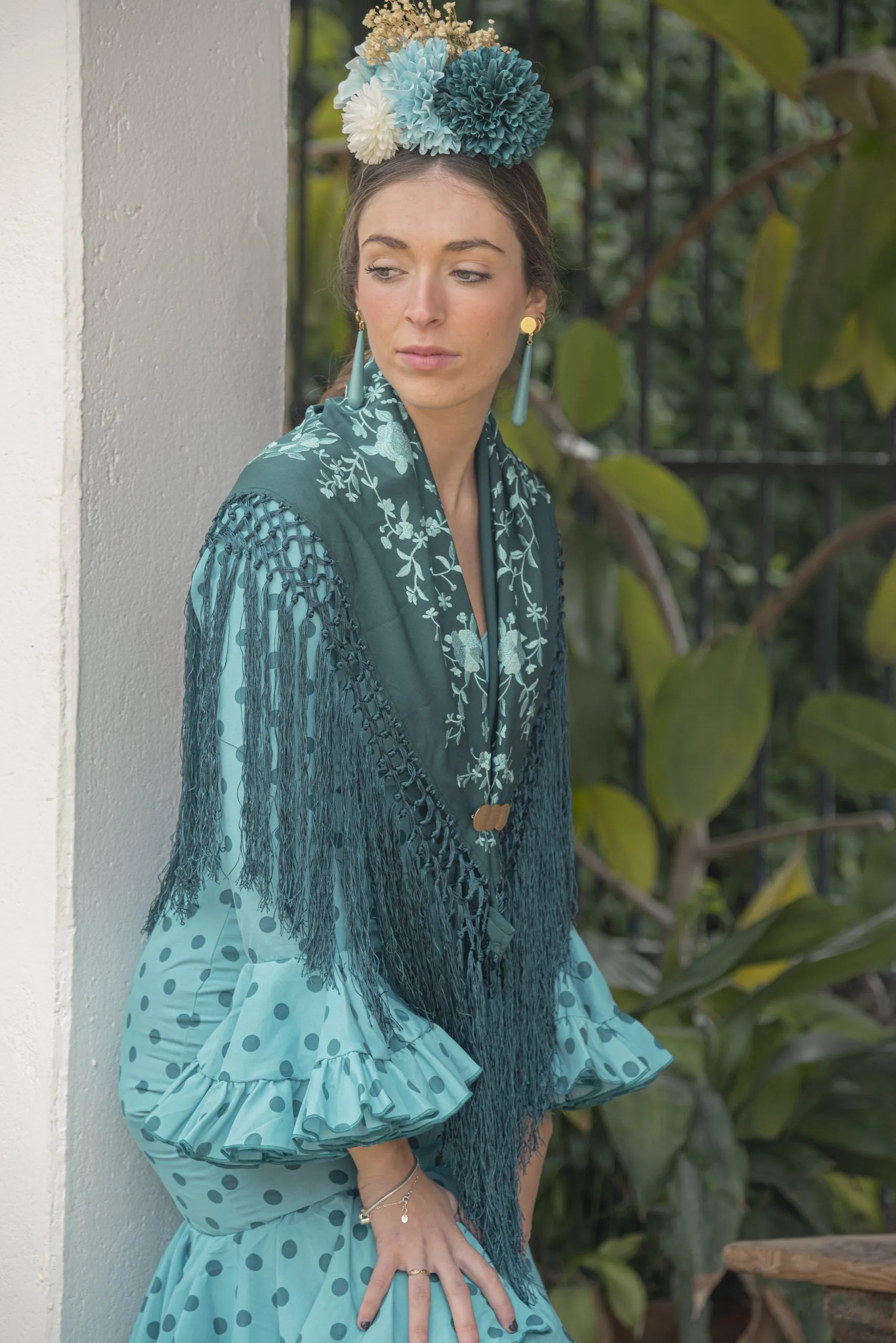 Green Embroidered Shawl Green