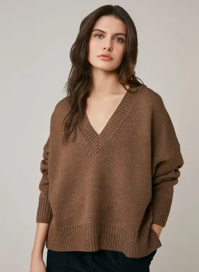 HARRIS WILSON ENOLY - Oversized V-Neck Sweater in Beige