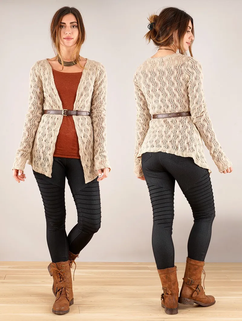 Idrïss Crochet Cardigan, Brown