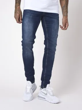 Basic Skinny Blue Jeans With Distressed Effect;