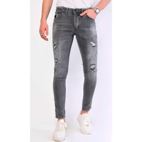 Denim Paint Splatter Slim Fit Jeans