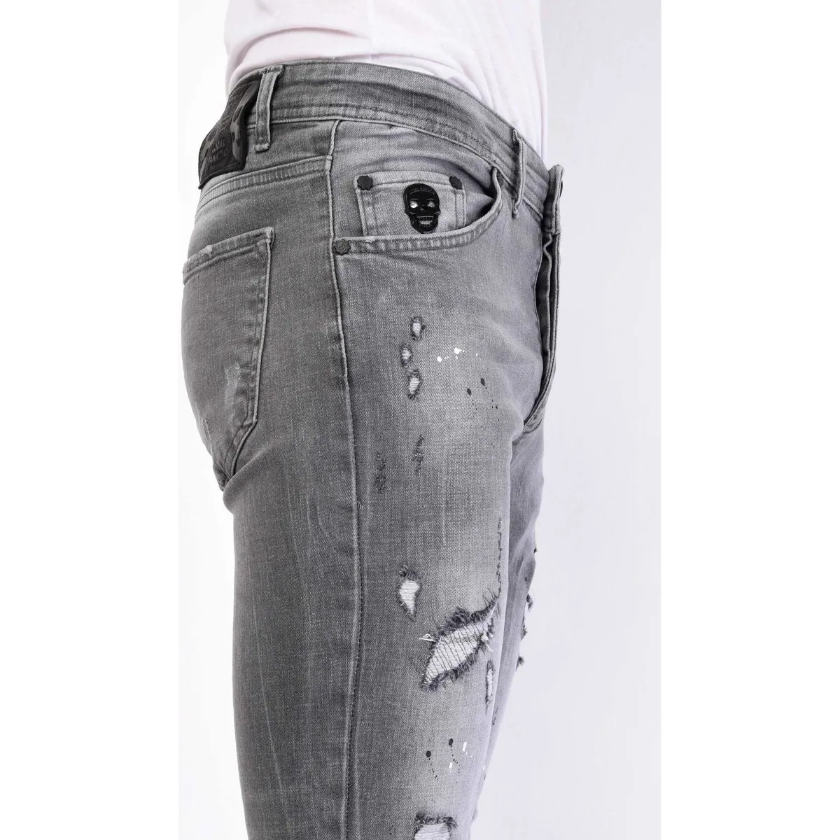 Denim Paint Splatter Slim Fit Jeans