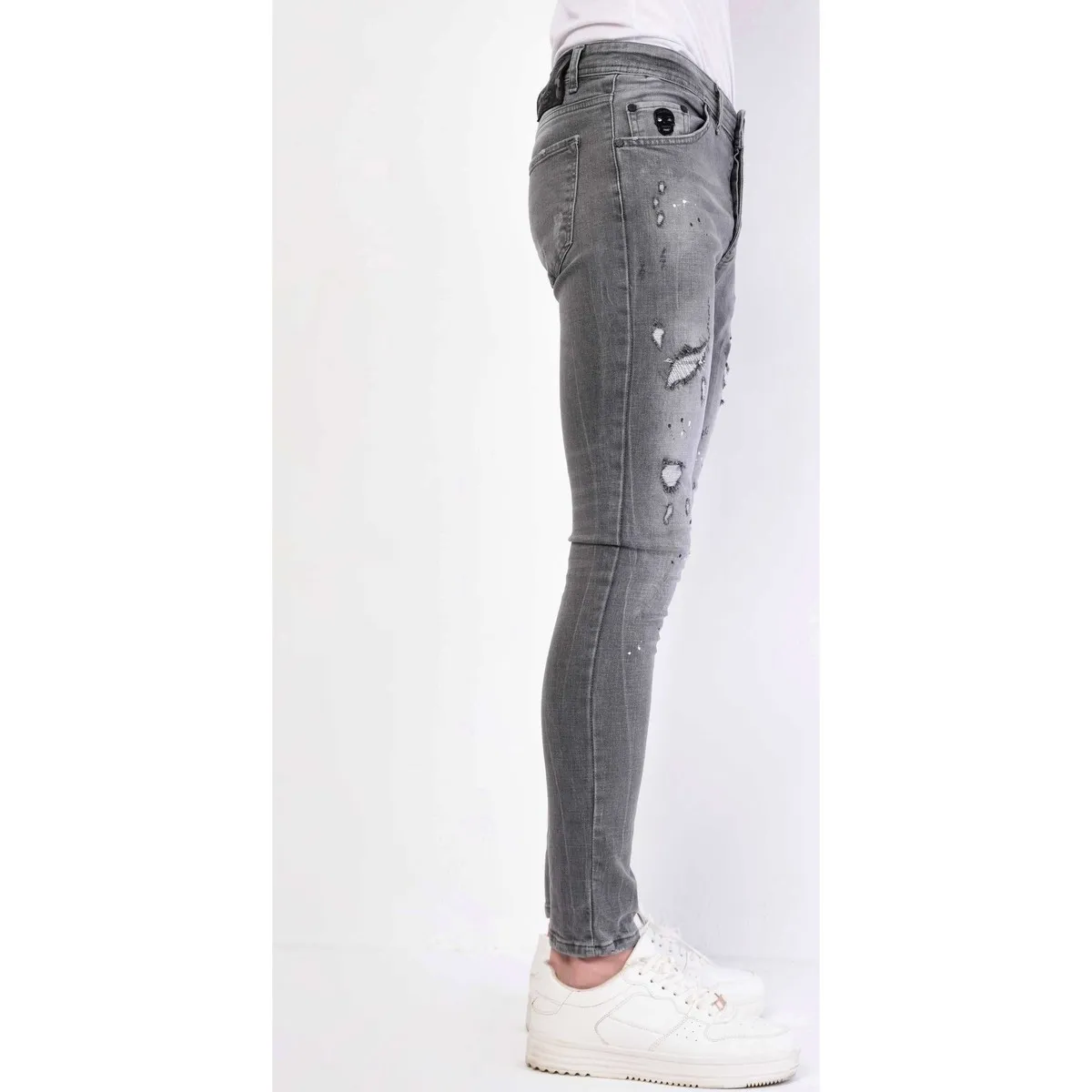 Denim Paint Splatter Slim Fit Jeans