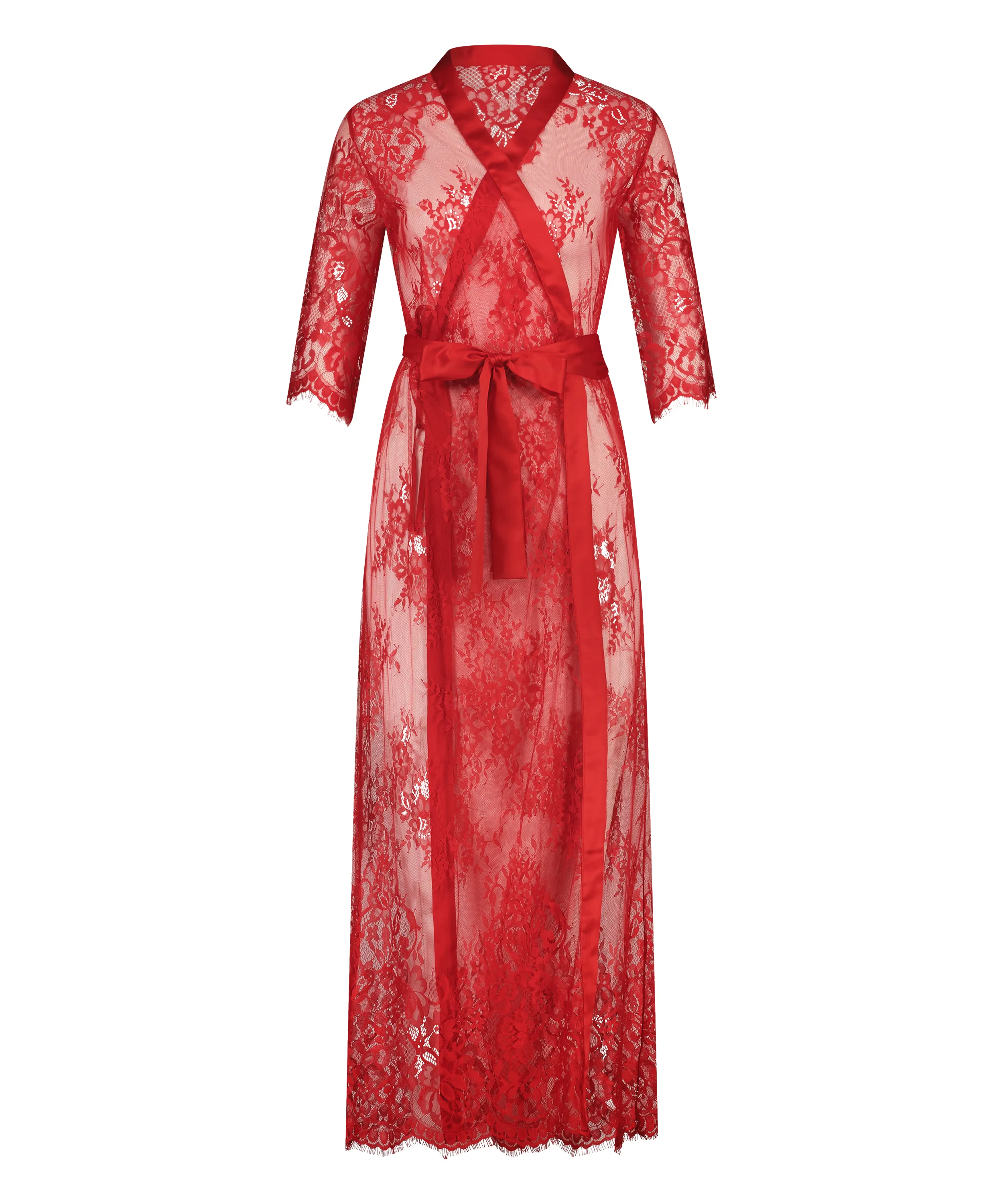 Red Allover Lace Kimono