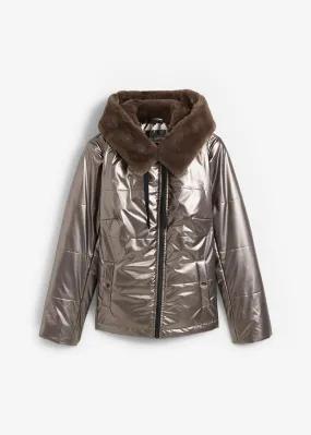 Light Metallic Brown Quilted Jacket