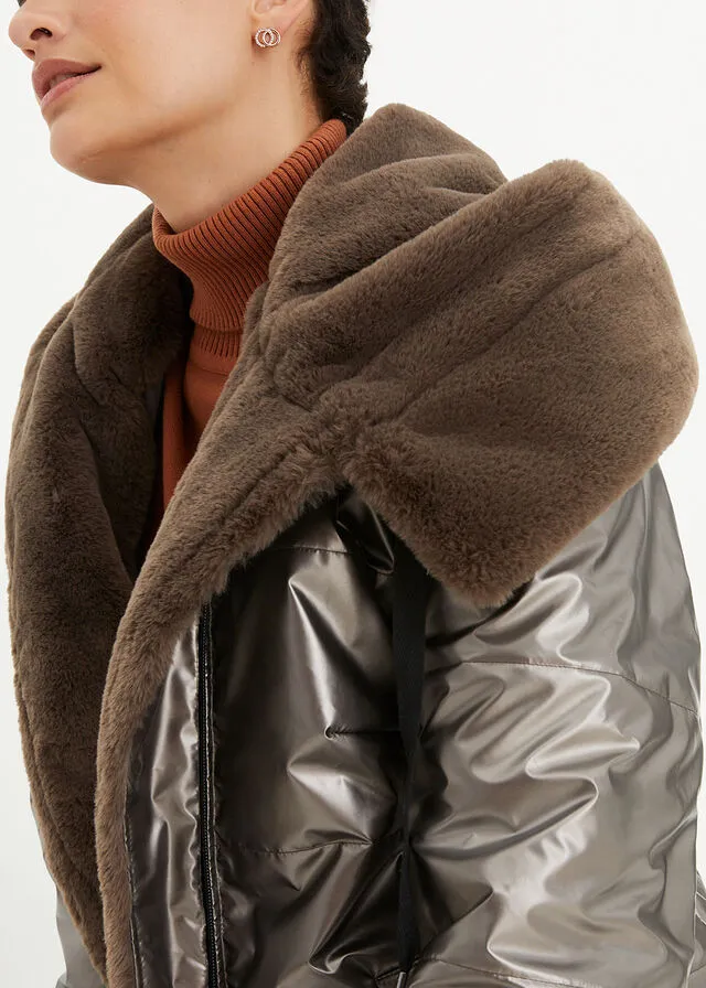 Light Metallic Brown Quilted Jacket