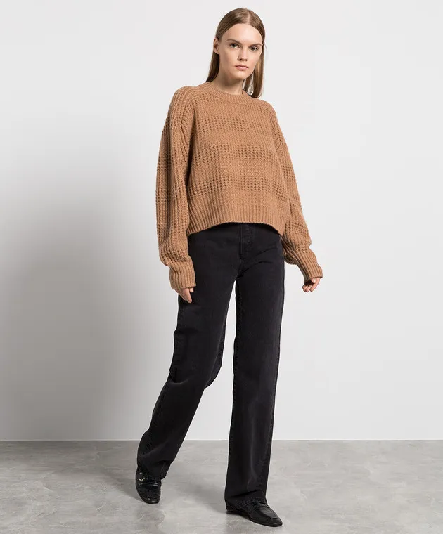 Lou Lou Studio Brown sweater cashmere textured pattern