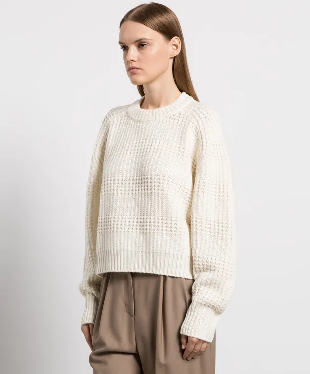 White cashmere textured sweater by Lou Lou Studio