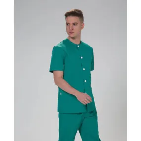 Lyken's green round neck nurse jacket with buttons.