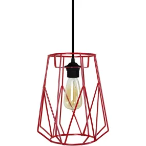 Square Metal Red Pendant Light