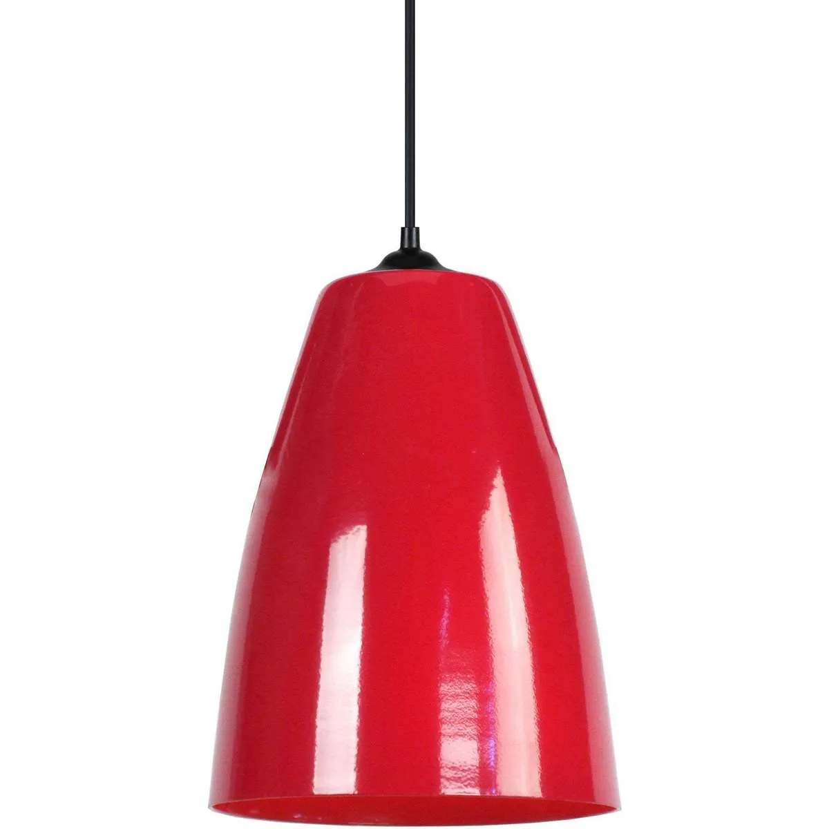 Red metal round pendant lamp