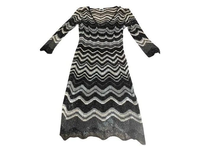 M Missoni Vestidos Negro Plata Blanco Gris 