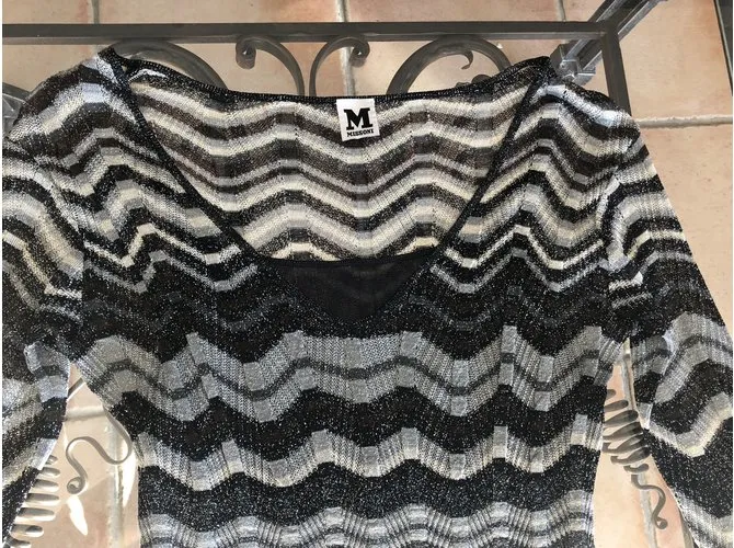 M Missoni Vestidos Negro Plata Blanco Gris 