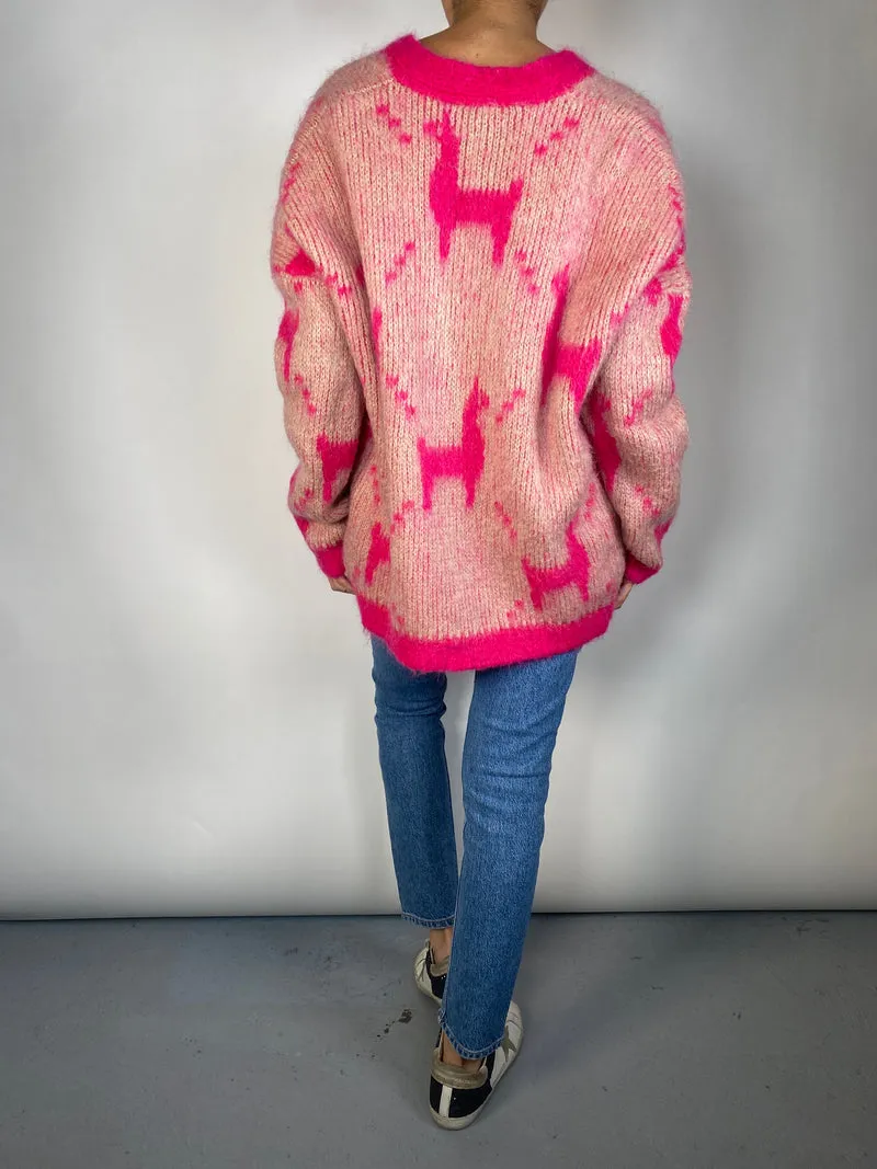 MAJE Llama Print Sweater