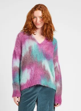 MANGROVIA - Oversized V-Neck Sweater in Violet