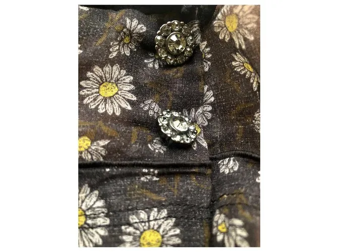 Marc Jacobs Top floral de seda y algodón Negro Blanco Amarillo 