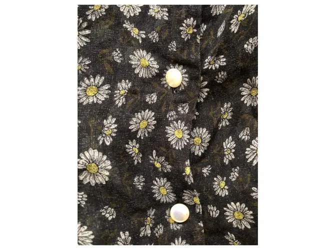 Marc Jacobs Top floral de seda y algodón Negro Blanco Amarillo 