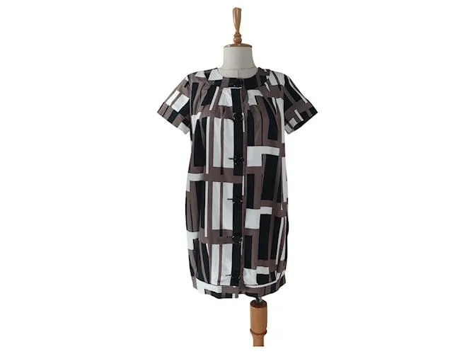 Marimekko Vestidos Castaño Negro Blanco Multicolor 