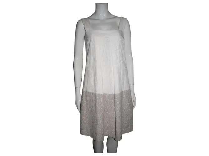 Milly Vestido Pini Blanco Beige 