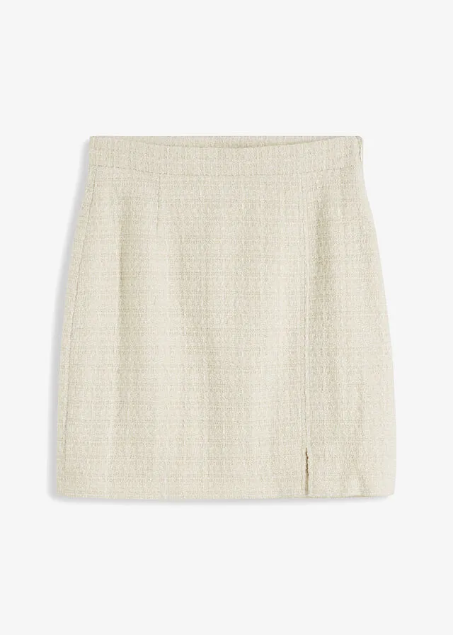 marled beige miniskirt