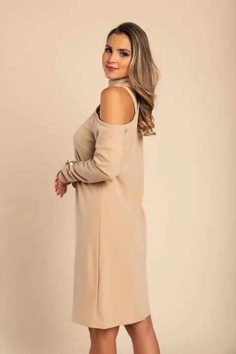 Minivestido con detalle metálico, beige